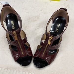 Michael Kors Dark Burgandy Heeled Sandals. Size 7